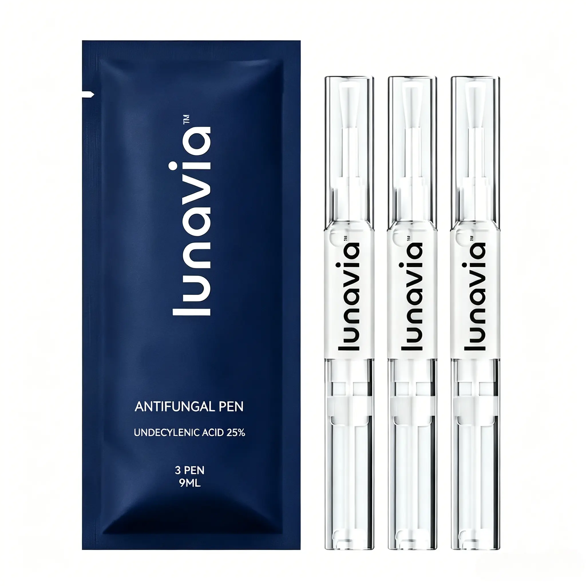3-Pack Lunavia Antifungal Pen – Undecylenic Acid 25% – Effectively Treats Most Cases of Athlete's Foot, Jock Itch, and Ringworm