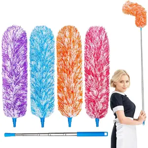 4 Pack Microfiber  Dusters, Up to 55 Inch Extension Pole, Cobweb Cleaner, Electrostatic Bendable ,Telescoping  Dusters for Wall, Ceiling Fan, Celling, , Furniture
