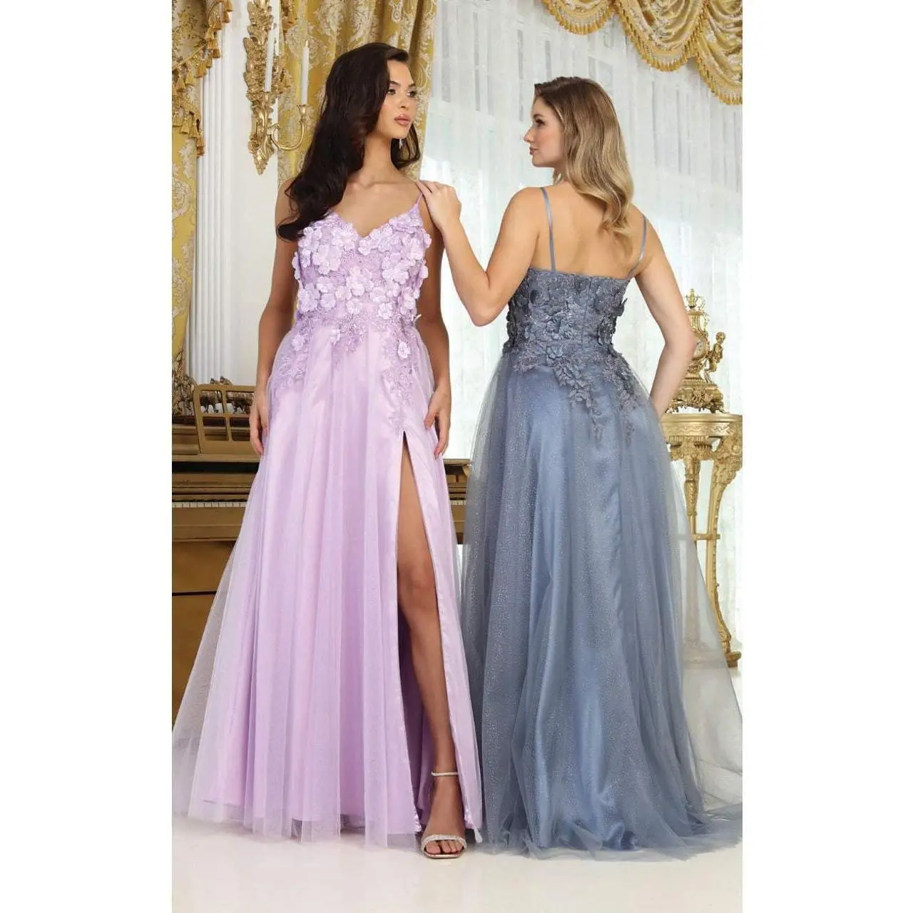 May Queen MQ2016 Sleeveless 3D Floral Embellished Pageant Evening Gown