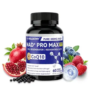 HIILEATHY NAD+ Pro Max | Pure Botanical Dietary Blend | 300mg Premium NAD+, CoQ10 & Resveratrol with Natural Plant Elements Brain Boost Supplement