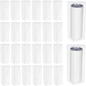 12 count  Boxes for Sublimation Tumbler 3.3 x 3.3 x 9.8 Inch Transparent Exhibition Boxes with Protective Membrane for 12 oz, 20 oz, 30 oz Heat Press Sublimation Blanks Skinny Tumbler  Wrapping