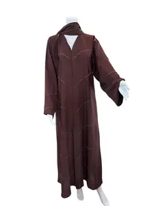 brown abaya bead work