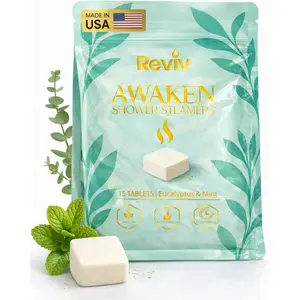 Reviv Awaken Shower Steamers – 15 Aromatherapy Tablets with Eucalyptus & Mint Oils for Stress Relief and Mood Uplift