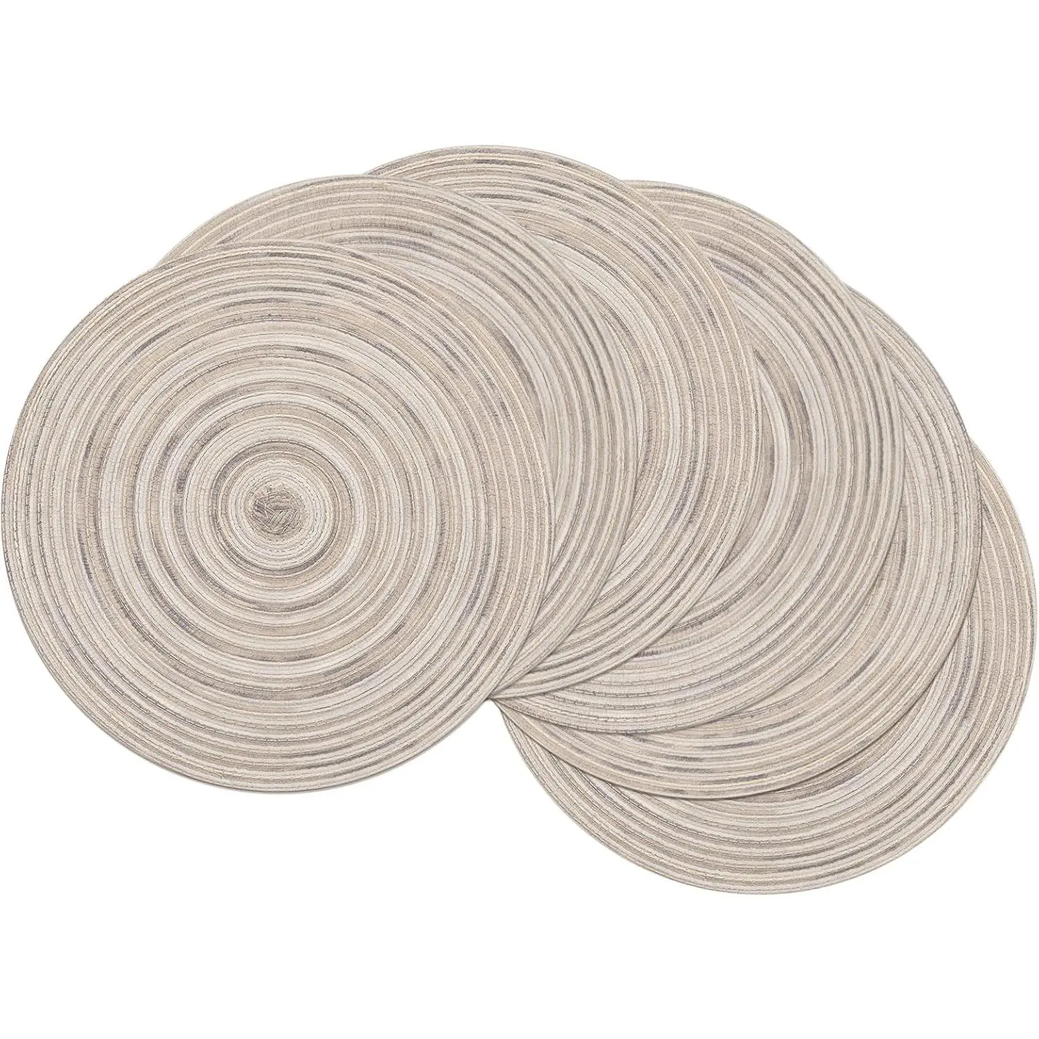 Round Braided Placemats 15 inch Set of 6 Washable Kitchen Table Placemats for Home Wedding Party
