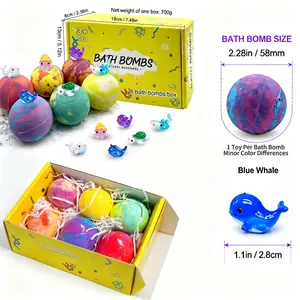 Bath Bombs Gift Set, 6ct Plant-Based Moisturizing Body Care with Fragrant Scent, Ocean Surprise Toys Inside for Kids