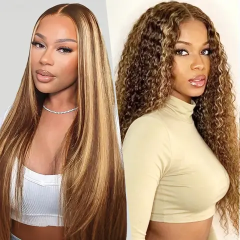 [live]Black Women's 2-Piece Wigs Human Hair Lace Front Wigs - 13x4 HD Transparent Lace with Baby Hairs, 180 Density, Deep Wave/Burgundy/Straight, Tangle-Free, Party Ready