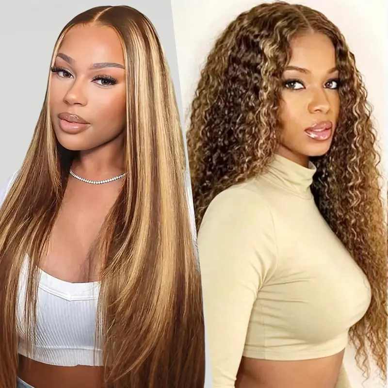 [live]Black Women's 2-Piece Wigs Human Hair Lace Front Wigs - 13x4 HD Transparent Lace with Baby Hairs, 180 Density, Deep Wave/Burgundy/Straight, Tangle-Free, Party Ready