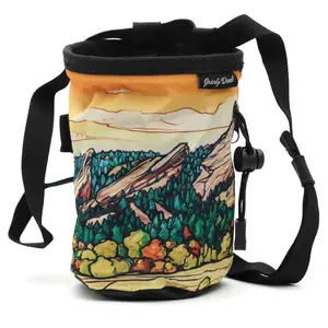 212 MAIN Gnarly Dood Flat Irons Chalk Bag - Outdoor Sports & Fishing Gear with Drawstring, Emergency Whistle, Custom Art Accessories