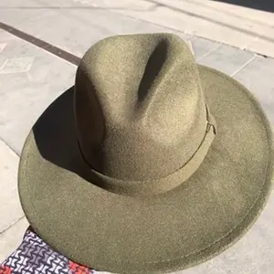 Olive green fedora hat Winter Summer