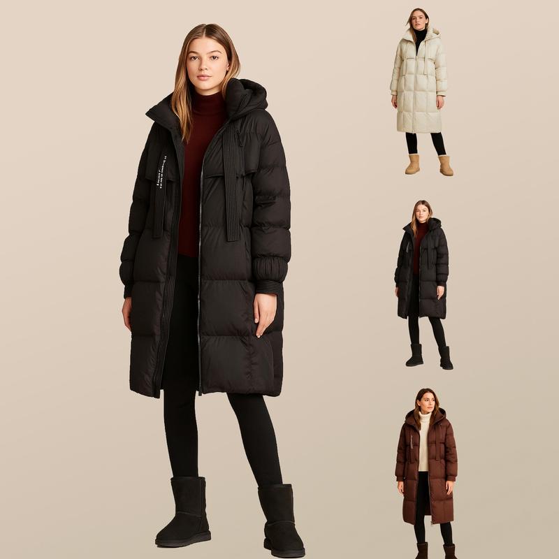 Puffer Jacket for Women - Thickened Hooded Cotton Padded Coat, Long Loose Fit, Warm & Versatile