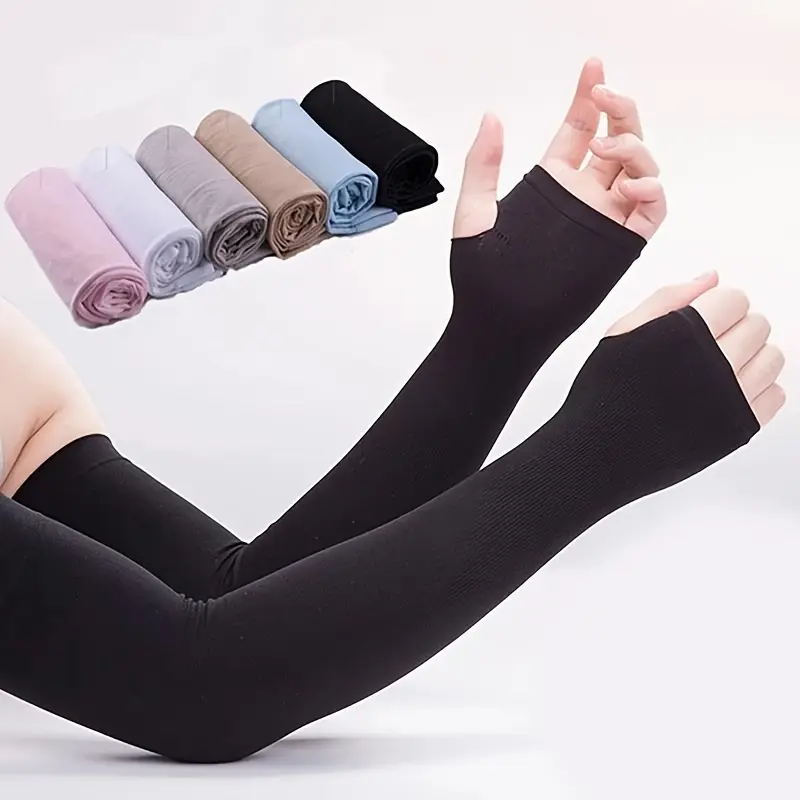 4 Pairs Casual Ice Silk Fingerless Gloves, Breathable Arm Sleeves with Sun Protection for Outdoor Sports, Handsocks, Sleeveless, Unisex, Hiking / Light Outdoor, One Size