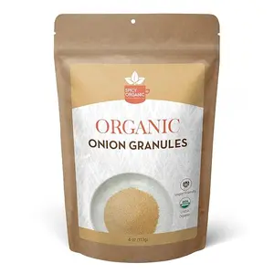 SPICY ORGANIC Onion Granules - Pure USDA Organic - Non-GMO Culinary Granulated Onion- Perfect for Use in Sauces, Soups, Salad Dressings, Condiments, Snack Foods, and Dairy Products - 4 Oz. Spice Flavor