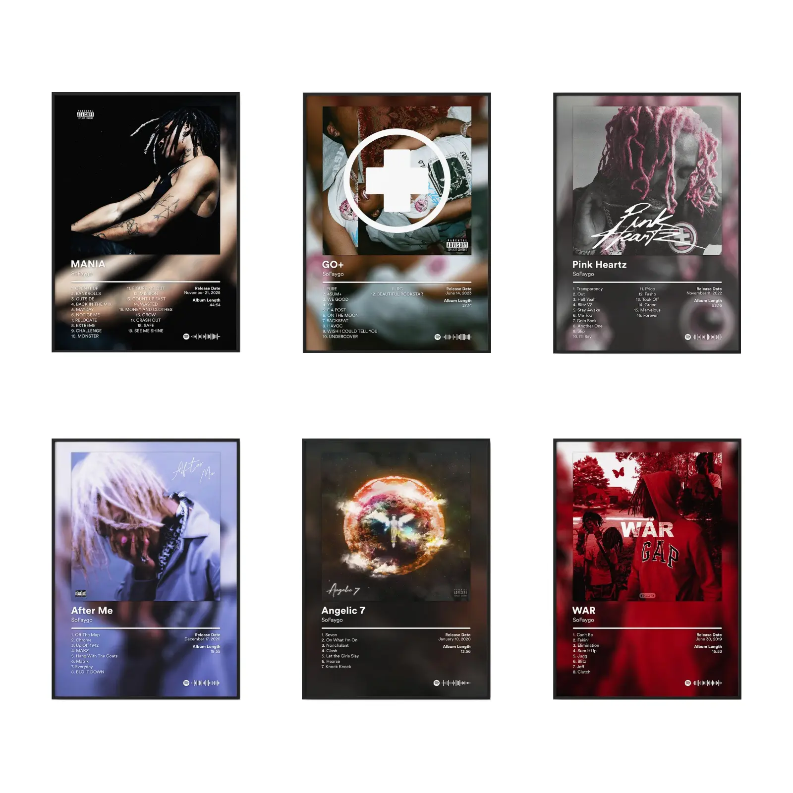 SET 6 Rapper Album Cover Poster Sofaygo Album Premium Wall Art Poster Unframed HD Print Home Office Decor Unique Trendy Gift