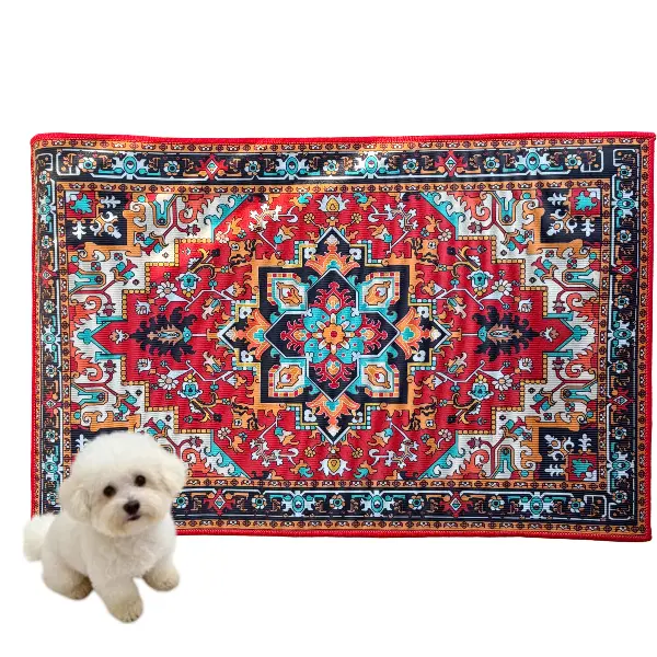 Boho Washable Puppy Liner, 17×27in Eco-Friendly Leak-Proof Dog Training Pad & Pet Feeding Mat, Stylish Home Floor Protection Accessory for Dogs