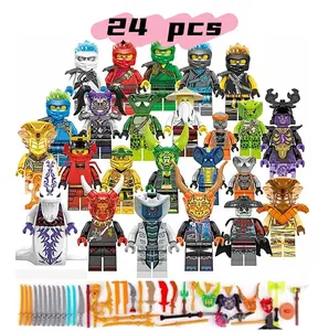 <NEW> 24 Pack Nija Mini Action Figure Set with Weapons and Collectible Building Blocks for Boys and Girls