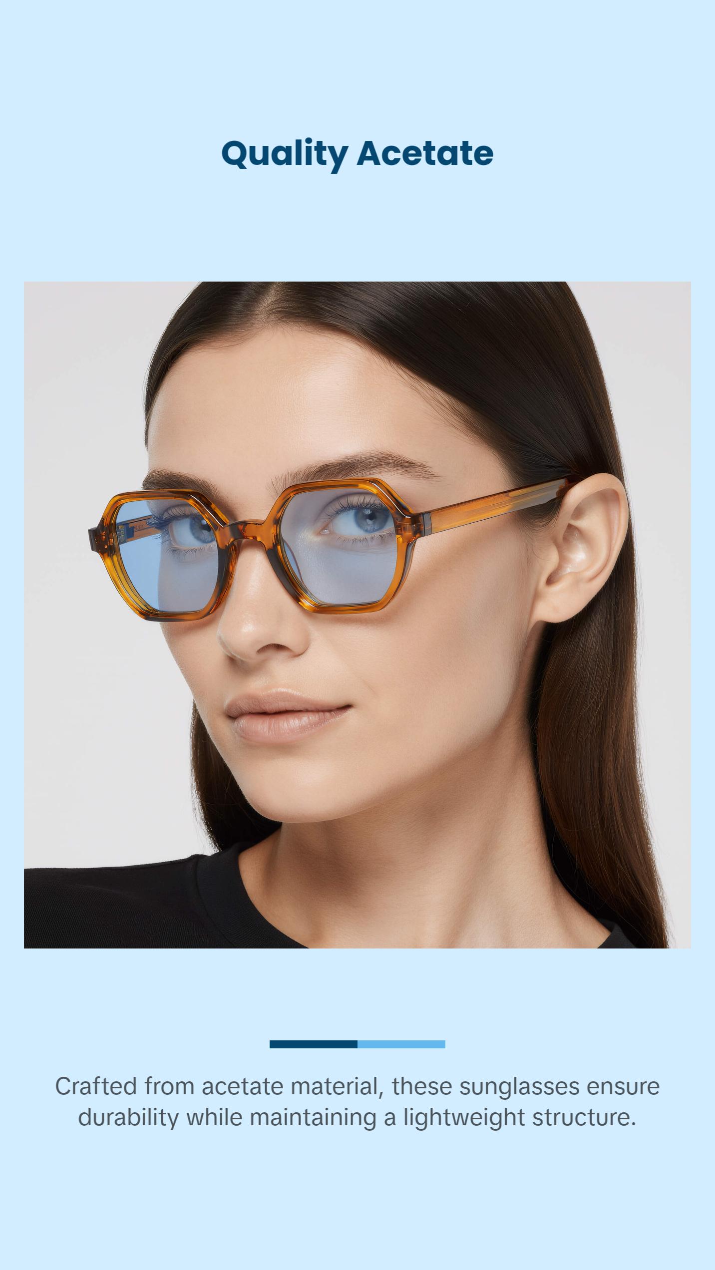 OFFSET Sunglasses - Structured Cool Angular Hexagon Silhouette Acetate Frame Unisex Fashion Accessory for Everyday Wear