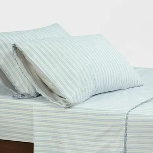 Full Microfiber Sheet Set Blue Stripe