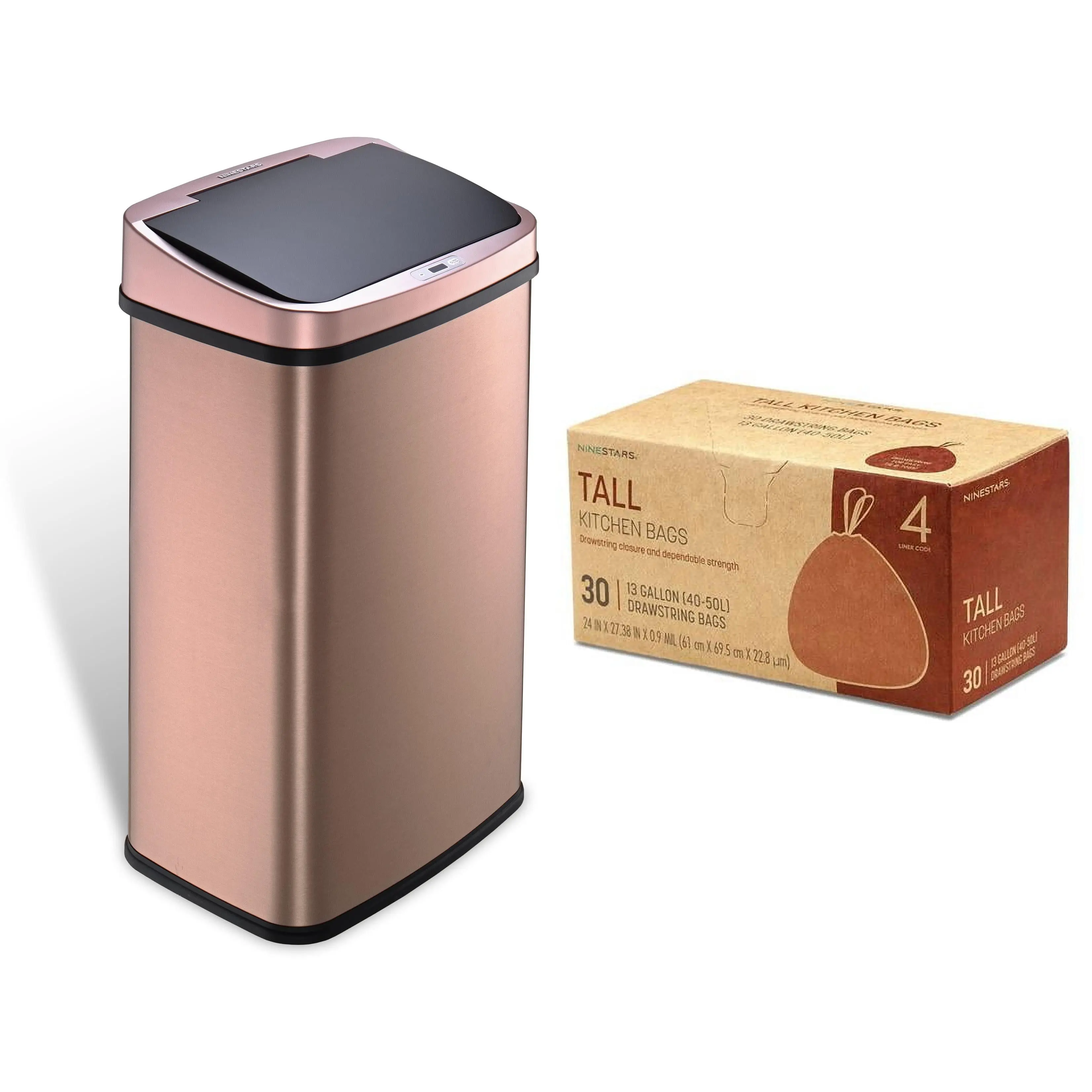 9 Stars Motion Sensor Kitchen Trash Can with Included Trash Bags, Indoor Waste & Recycling Bin for Home Care Supplies