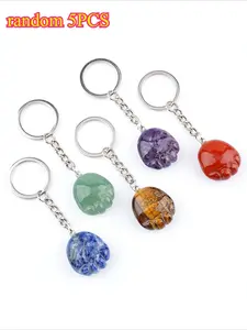 Random 5pcs Set Natural Crystal Claw Keychain, Cute Cat Paw Charm, Handmade DIY Bag Packaging Decoration, Semi-Gemstone Pendant