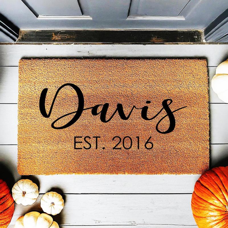Custom Doormat Last Name Wedding Gift Housewarming Gift Personalized Doormat Closing Gift Welcome Mat Front Door Mat Engagement Gift 1043