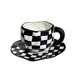 Checkered Mug - Retro Design for Kitchen and Bar - Drinkware