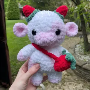 Strawberry Cow Crochet Plushie