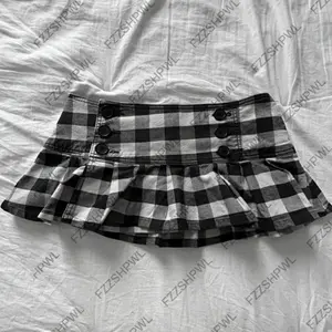 Skirt Subculture Harajuku Grid print Spicy Girls Mini Skirt Goth Streetwear Button A-line skirt Punk Retro Half length skirt