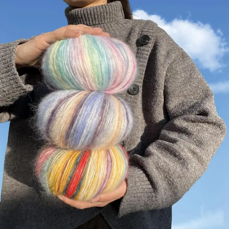 Gradient Wool Mohair, 1 Count 100g/ball Soft Long Yarn, DIY Handmade Knitting Yarn for Crocheting Scarves, Clothes, Hats