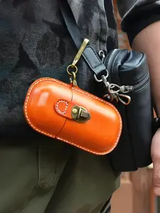 1 PC Vintage Unisex Travel Waist Bag, Genuine Leather Eyewear Case, Durable Sunglasses Holder, Coin Storage Pouch, Portable Accessory
