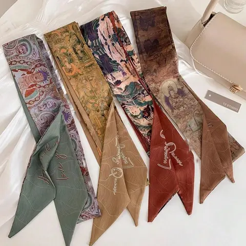 Vintage Print Silk Scarf Headband, Fashion Hair Scarves, Elegant Casual Wear for Daily Outings and Travel, Stylish Versatile Gift Idea, Boho Style Scarf, Boho Style Headscarf