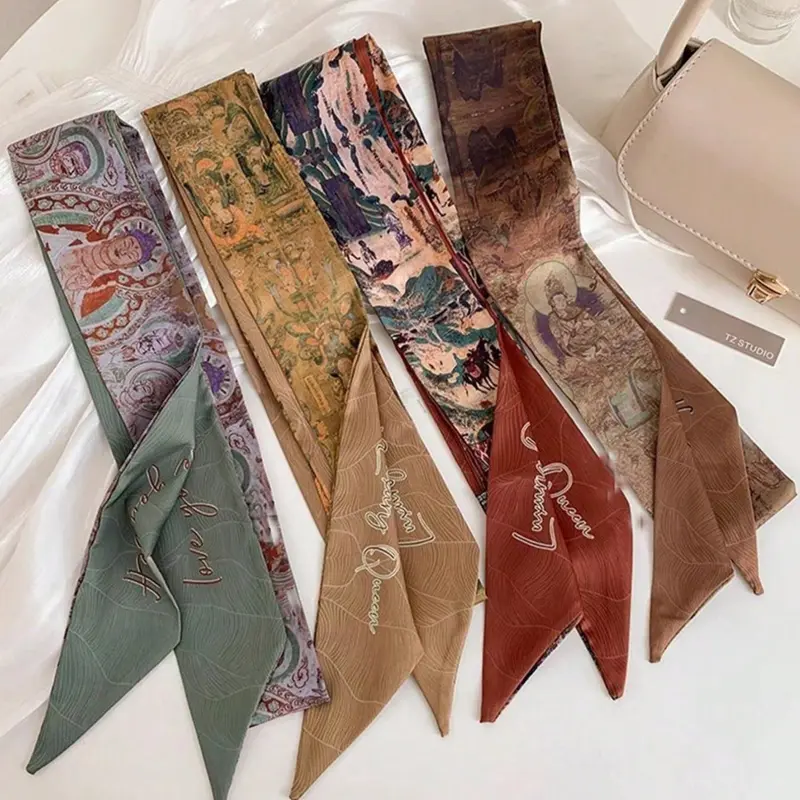 Vintage Print Silk Scarf Headband, Fashion Hair Scarves, Elegant Casual Wear for Daily Outings and Travel, Stylish Versatile Gift Idea, Boho Style Scarf, Boho Style Headscarf