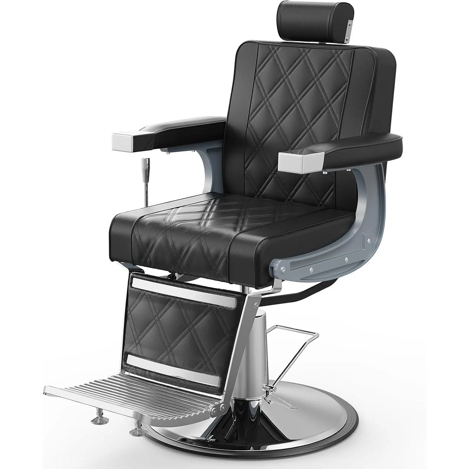 OmySalon Vintage Heavy-Duty Wide-Seat Barber Chair - 360° Swivel, Reclining Hydraulic Styling Chair for Barbershop, Beauty Spa