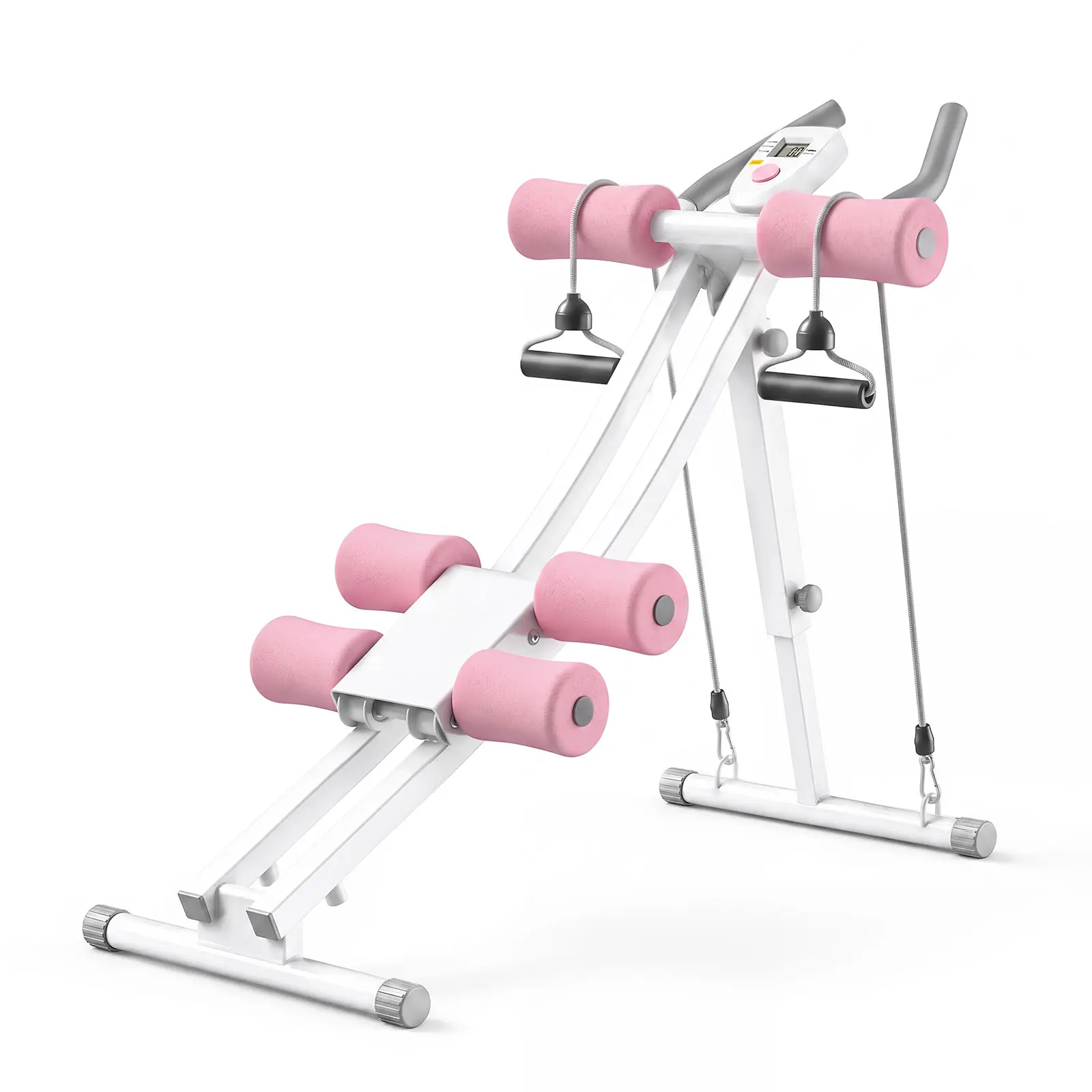 Cooelf Adjustable Ab Machine Core Trainer, 440lbs Heavy Duty Steel Frame Foldable Home Gym with Resistance Bands, Full Body Workout for Abs Waist Legs Arms Back