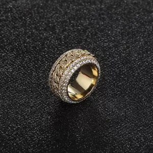 Unisex 18K Gold Vacuum-Plated Copper Rotatable Lucky Ring with 5A+ Sri Lanka Zircon - Unique Stackable Elegant Everyday Costume Jewelry, Miami-Italy-Mexico & Micro Inspired Luxury Ring for Daily Wear, Casual Gifting cluster gold-plated stainless steel