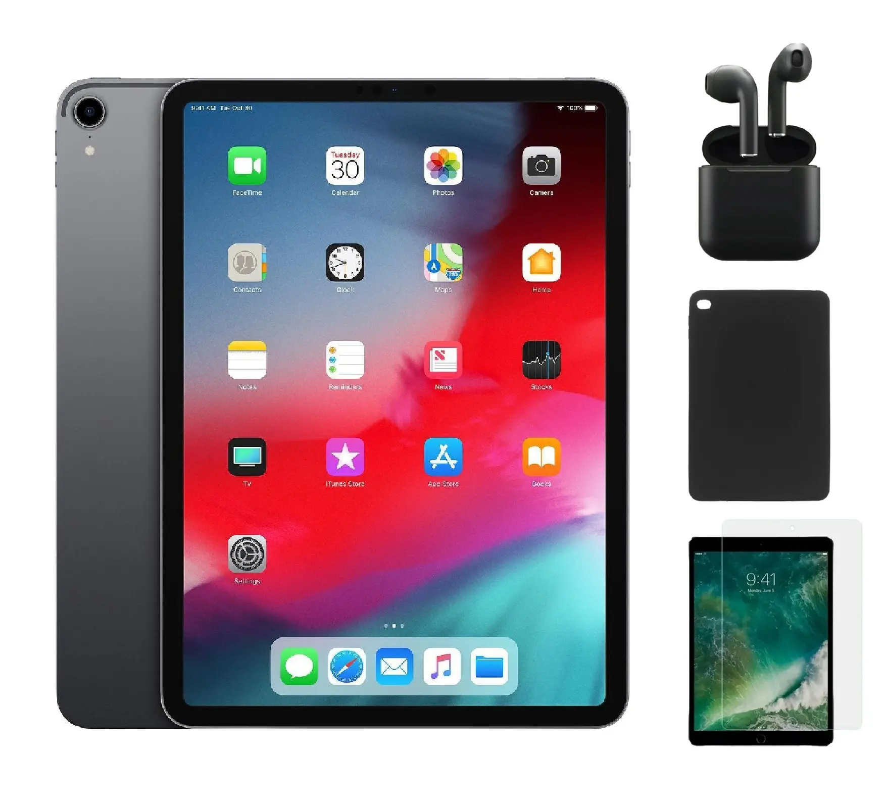 Refurbished iPad Pro 11 2018(Unlocked)-Good Condition with Bundle with Case, Wireless Earbuds,Tempered Glass Screen Protector & 1 Year Warranty(WiFi + Cellular)