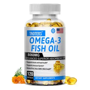 Taoters Omega-3 Fish Oil Supplement - Contains EPA and DHA to support heart, brain, and eye health - 120 capsules