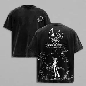 Soul Eater Anime Lover Washed T-shirt Year round clothing personality Clothes Plus Size Unisex New Model1 Couples high quality