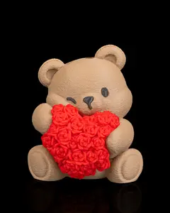 Bear Heart Keychain | Bearly Loved Collection | 3D Printed Blossom Heart Bear Bag Charm