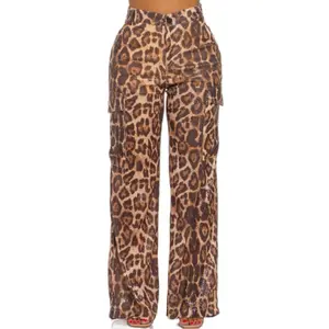 Priscila Collection - Leopard High Waisted Sequin Cargo Pants