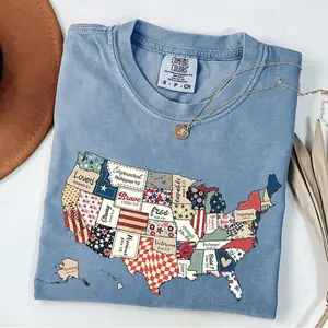 Comfort Colors Retro America USA Map Shirt, God say you are Tee, Bible Verse 4th July, USA Flag, American Girl Tee, American Flag 1776 Tee - HARSIN