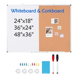 【Summervibes】VEVOR 48"x 36" Whiteboard & Cork Board Combo with Aluminum Frame – 2-in-1 Magnetic Dry Erase Bulletin Board for Wall Mount – Ideal for School, Home, Office