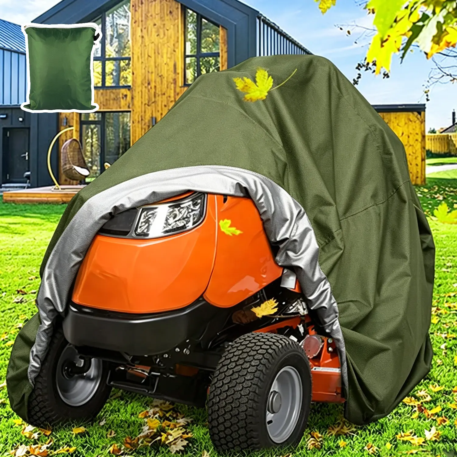 HOMEYA Riding Lawn Mower Cover, Waterproof Tractor Cover with Drawstring & Storage Bag Heavy Duty 600D Tractor Cover Fits Decks up to 54"