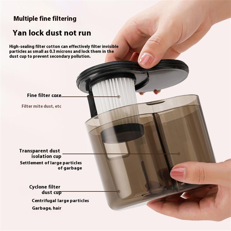 Mattress vacuum cleaner, bed hoover, double dust container with washable filter, powerful handheld hoover for dust and pet hair removal