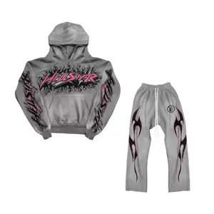 Grey Flame Graphic Hoodie, Long Sleeve Pullover Sweatshirt, Y2K Streetwear Style, Trending Outfit 2026