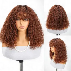 [WEAR GO WIG]Glueless Wig Jerry Curly Short Bob Human Hair Wigs With Bangs Wear To Go Highlight Honey Water Wave Blonde Colored Wig For Women Wavy Big Summer Deals Nature Body Flip dealsforyoudays  TikTokShopBlackFriday