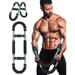 U-Shaped Twister Arm Trainer, Adjustable Chest Arm Forearm Strengthener with 4 Springs, Portable Home Fitness Equipment for Men, Upper Body Muscle Workout Tool.