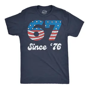 Mens Funny T Shirts Six Seven Since 76 Sarcastic Fourth Of July Meme Tee For Men Mens Funny T Shirts Cool Vintage Fashion T-Shirt Gift Classic Menswear Patriotic Apparel for Men Funny Meme Short Sleeve Novelty Navy - 6 7