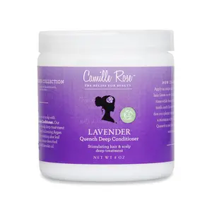 Camille Rose Lavender Quench Deep Conditioner 8 oz - Stimulating Hair Scalp Treatment with Real Lavender Oil Argan Mint Oil & Aloe Leaf Extract