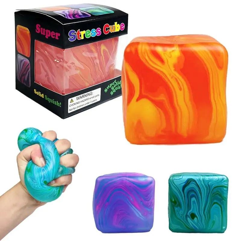 Rotating Squeeze Cube Sensory Toy, Soft Tpr Stress-ReliefFidget Cube for Adults, Squishies, Helps Anxiety, Adhd &Autism, Fine Motor Skills