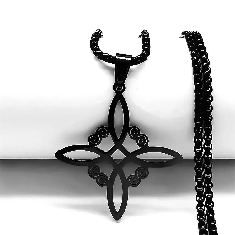 Hypoallergenic Cross Necklaces, Unisex Celtic Knot Cross Pendant Necklace - Square Hollow Stainless Steel, Irish Witch Jewelry, Gift for Friends & Adults, Daily Wear, 30-Day Money Back Guarantee